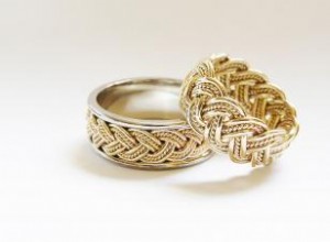 Anillos de boda de tejido de canasta 