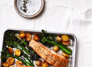 Salmón En Sartén Con Patatas Y Brócolini 