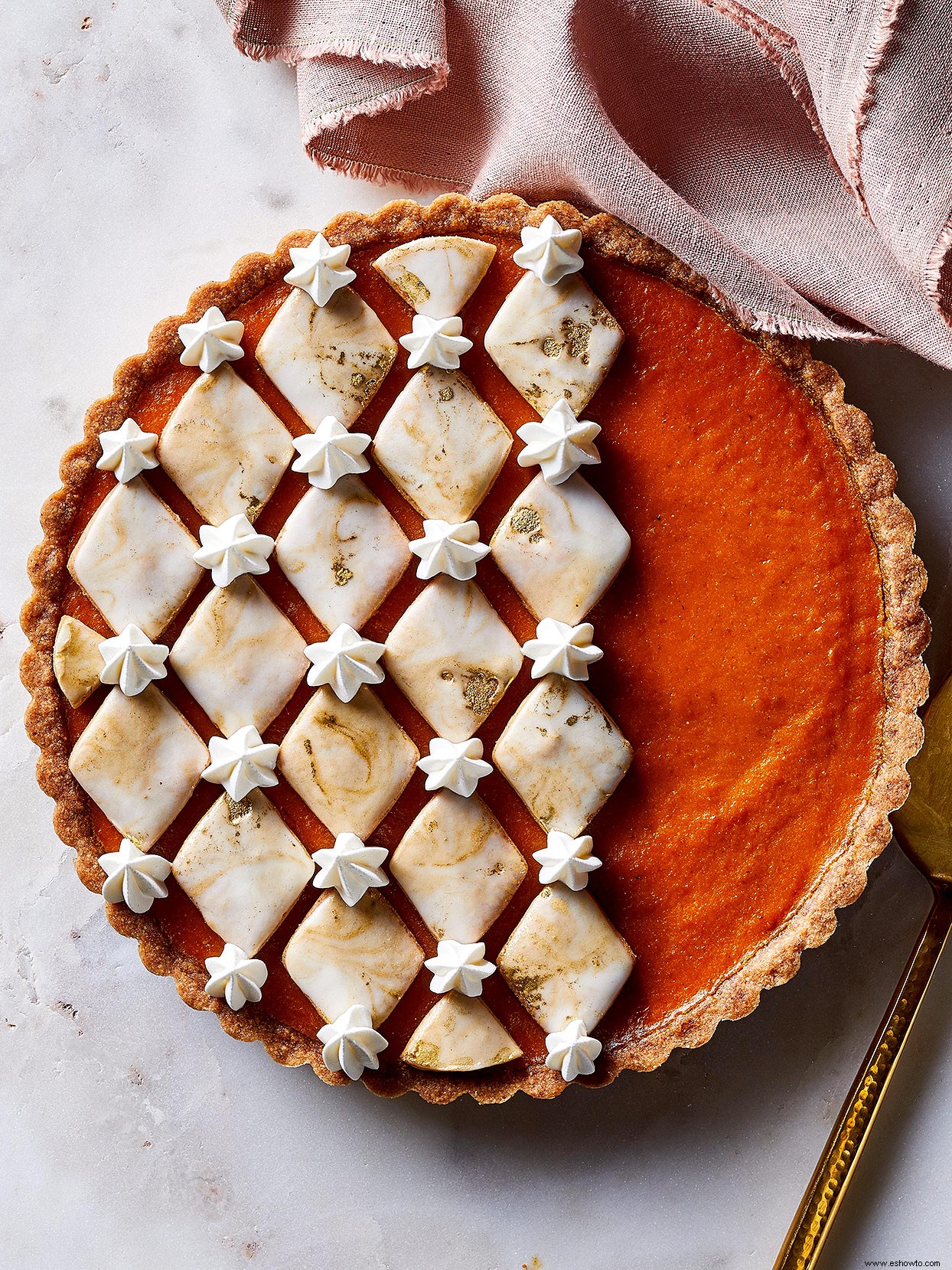 Tarta de calabaza con crema y whisky con masa de mantequilla de nuez pecana 