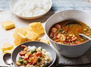 Gumbo de andouille y gambas 